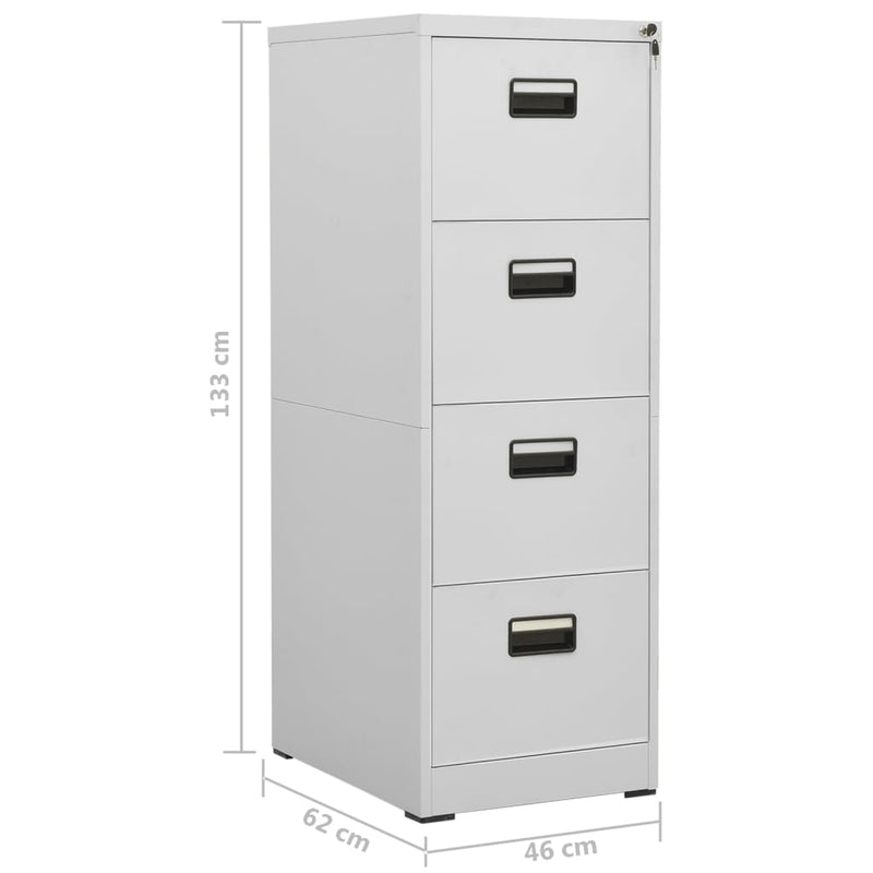 Aktenschrank Hellgrau 46x62x133 cm Stahl