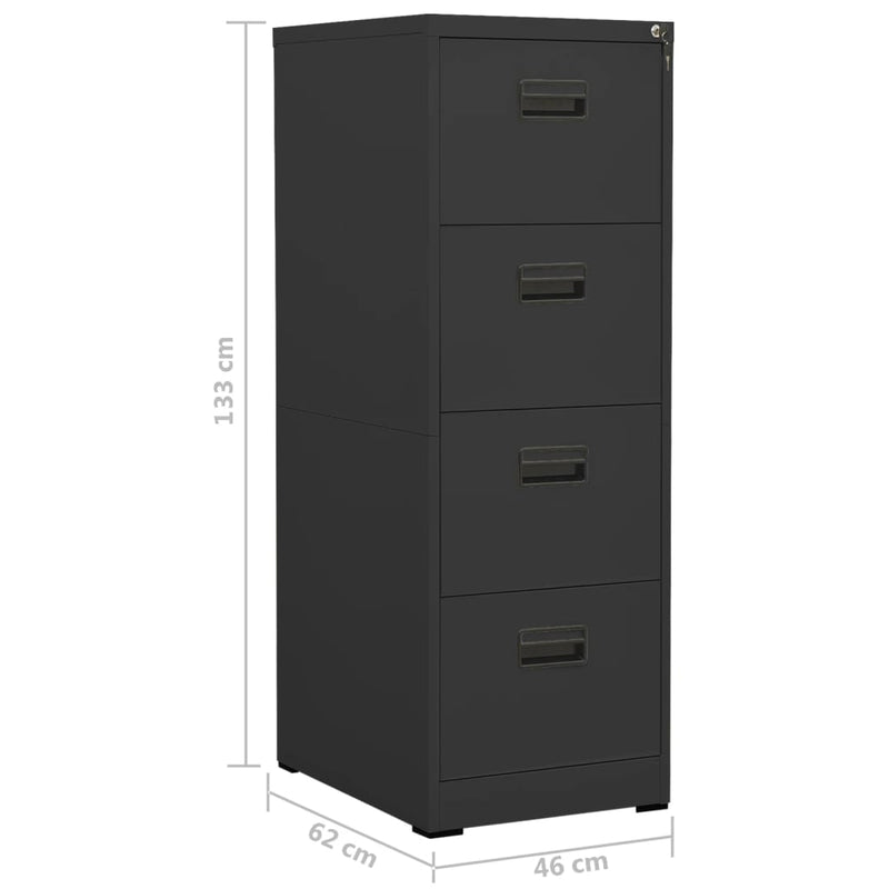 Aktenschrank Anthrazit 46x62x133 cm Stahl