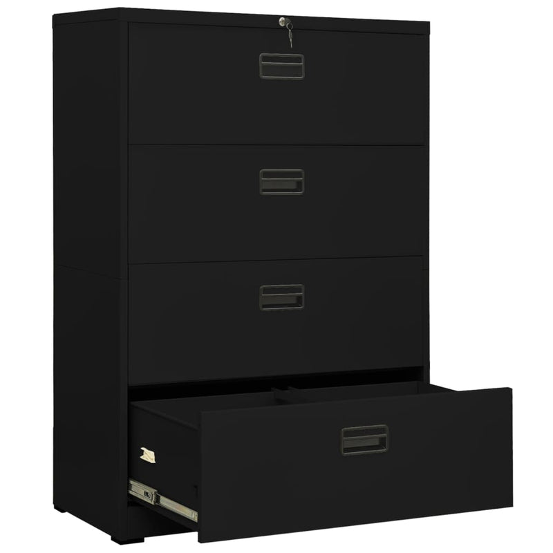 Aktenschrank Schwarz 90x46x134 cm Stahl