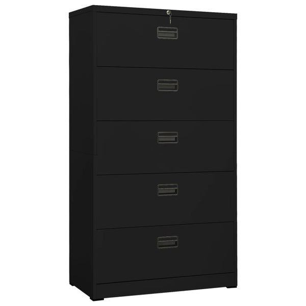 Aktenschrank Schwarz 90x46x164 cm Stahl