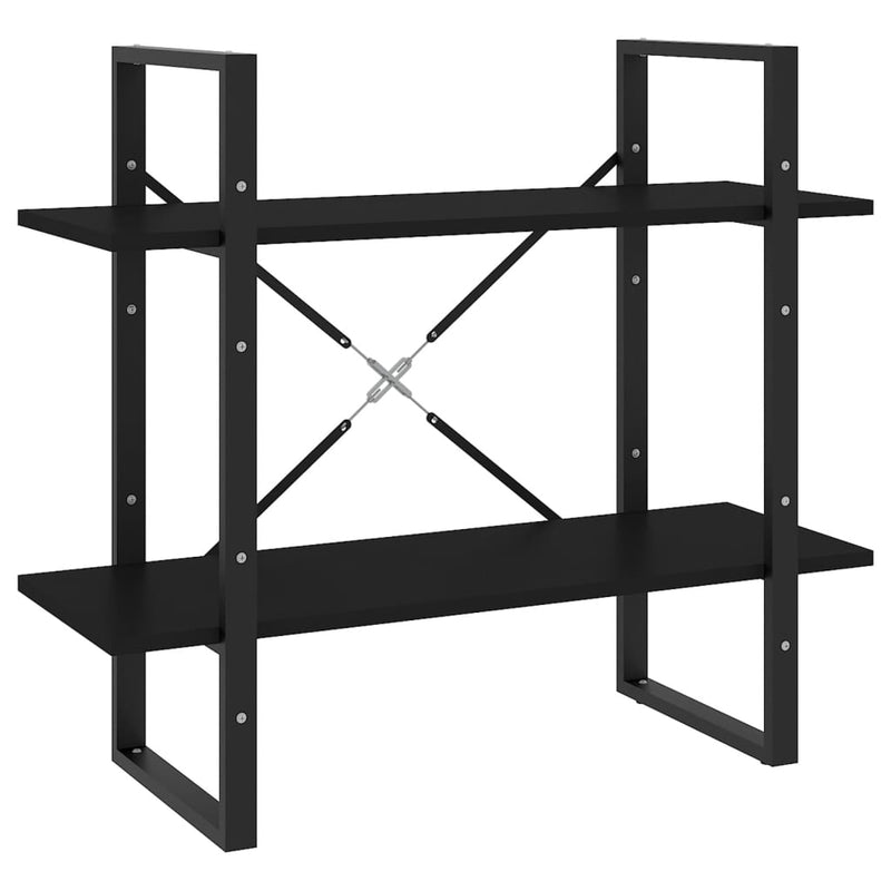 Bücherregal 2 Fächer Schwarz 80x30x70 cm Holzwerkstoff