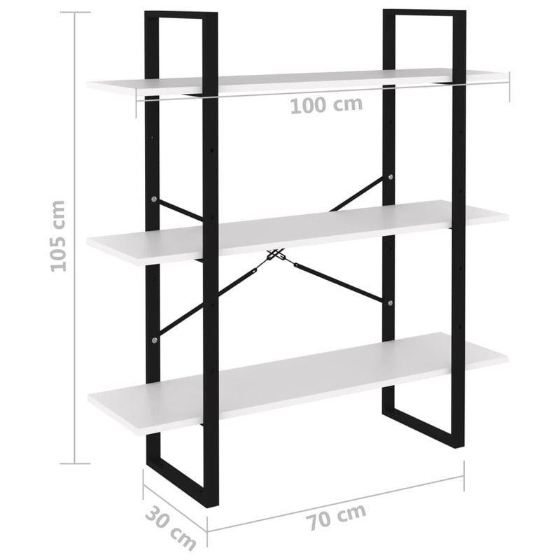 Bücherregal Weiß 100x30x105 cm Holzwerkstoff