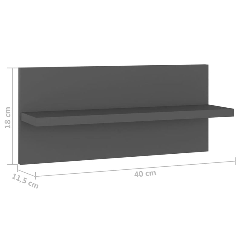 Wandregale 2 Stk. Grau 40x11,5x18 cm Holzwerkstoff