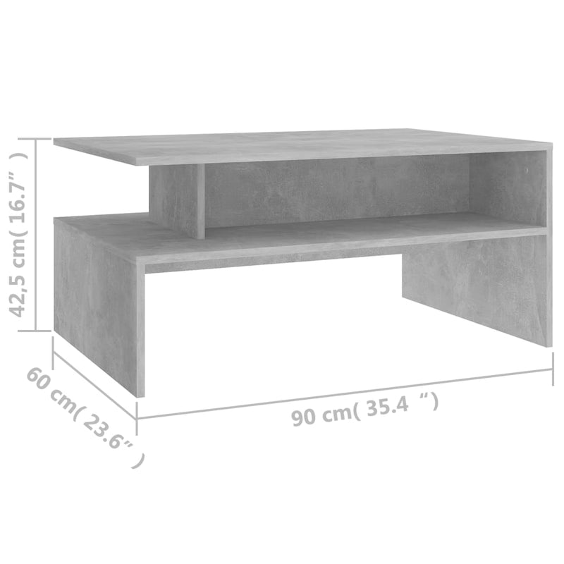 Couchtisch Betongrau 90x60x42,5 cm Holzwerkstoff