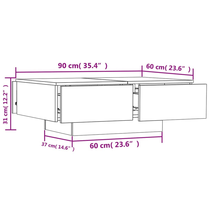 Couchtisch Betongrau 90x60x31 cm Holzwerkstoff