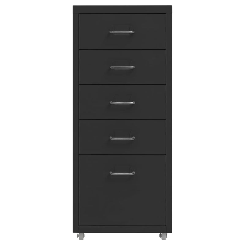 Aktenschrank mit Rollen Schwarz 28x41x69 cm Metall