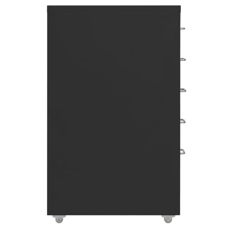 Aktenschrank mit Rollen Schwarz 28x41x69 cm Metall