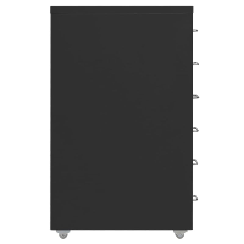 Aktenschrank mit Rollen Schwarz 28x41x69 cm Metall