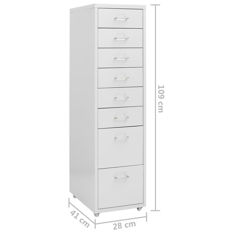 Aktenschrank mit Rollen Grau 28x41x109 cm Metall