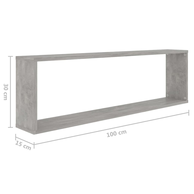 Würfelregale 2 Stk. Betongrau 100x15x30 cm Holzwerkstoff