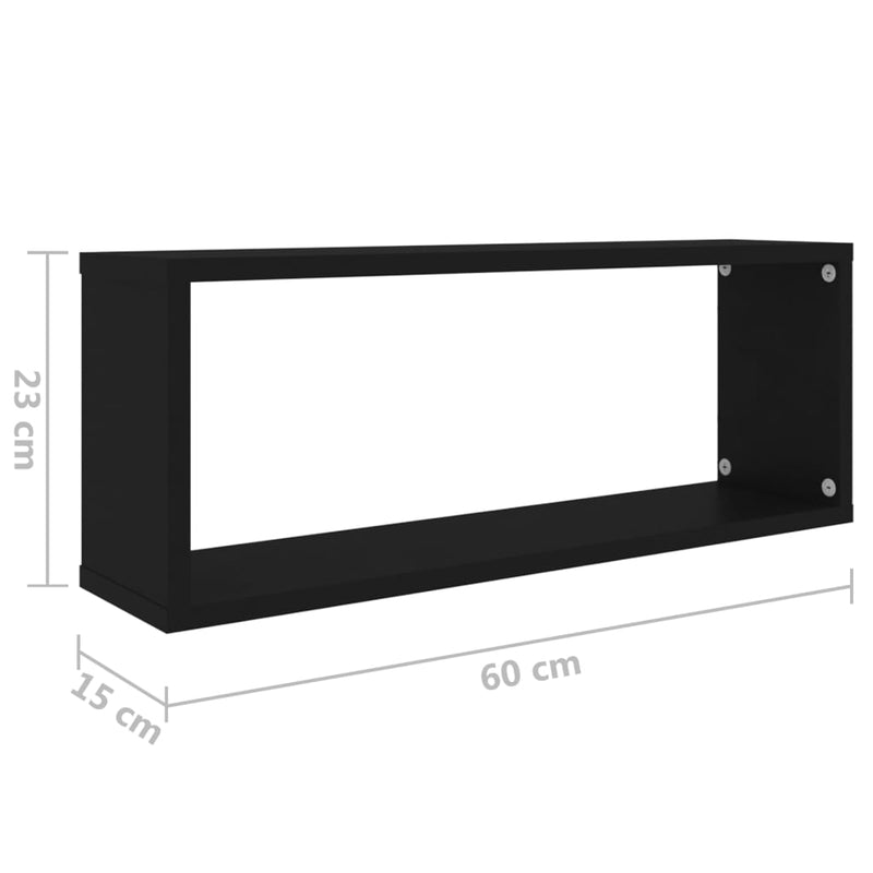 Würfelregale 4 Stk. Schwarz 60x15x23 cm Holzwerkstoff