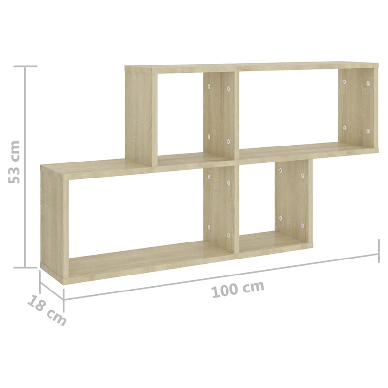 Wandregal Sonoma-Eiche 100x18x53 cm Holzwerkstoff