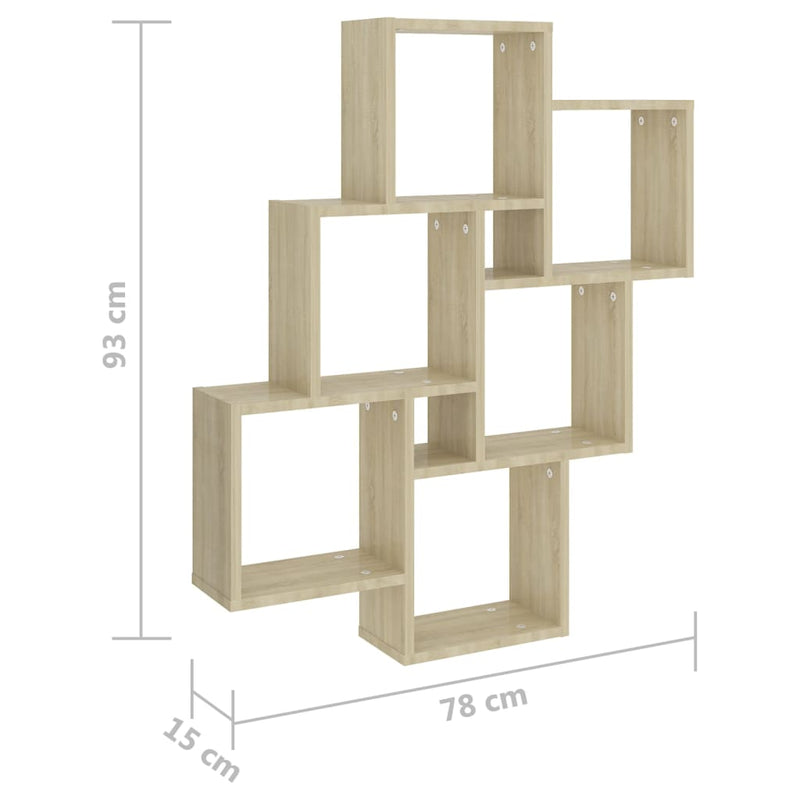 Würfelregal Sonoma-Eiche 78x15x93 cm Holzwerkstoff