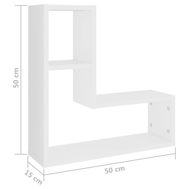 Wandregale 2 Stk. Weiß 50x15x50 cm Holzwerkstoff