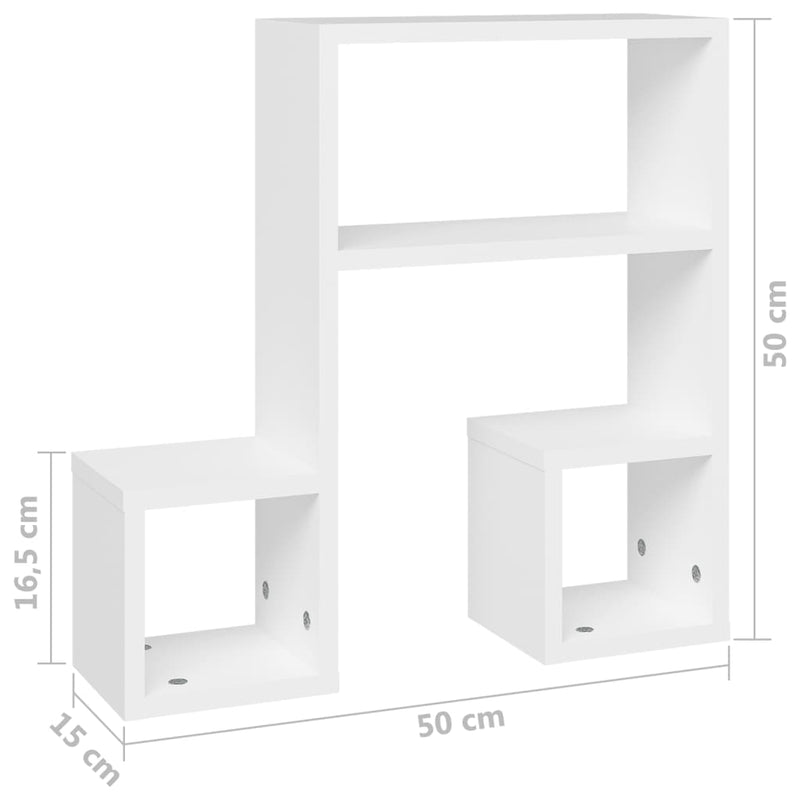 Wandregale 2 Stk. Weiß 50x15x50 cm Holzwerkstoff