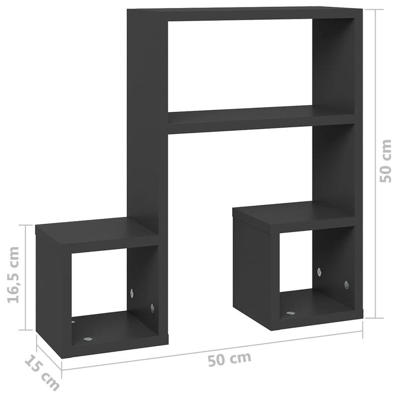 Wandregale 2 Stk. Grau 50x15x50 cm Holzwerkstoff