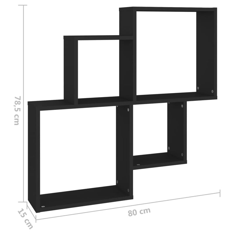 Würfelregal Schwarz 80x15x78,5 cm Holzwerkstoff