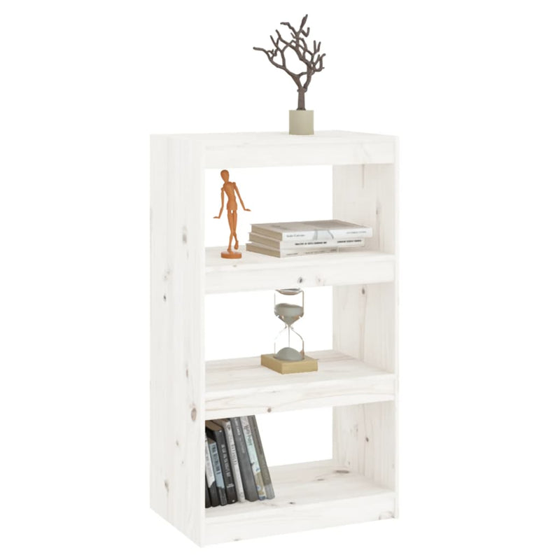 Bücherregal/Raumteiler Weiß 60x30x103,5 cm Massivholz Kiefer