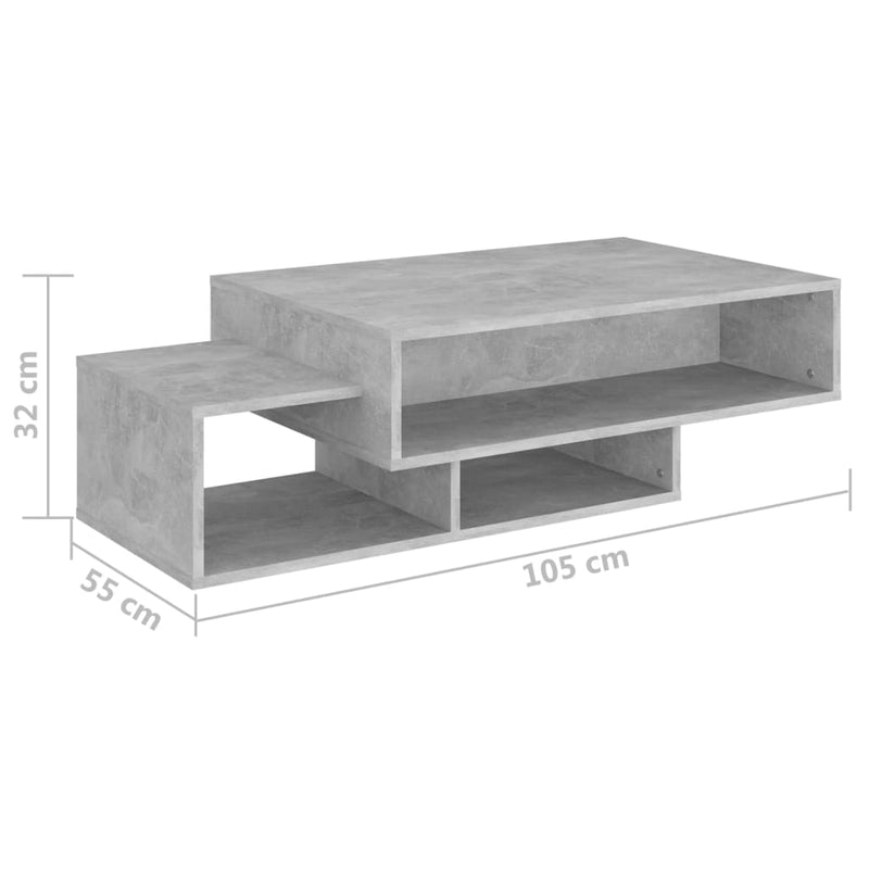 Couchtisch Betongrau 105x55x32 cm Holzwerkstoff