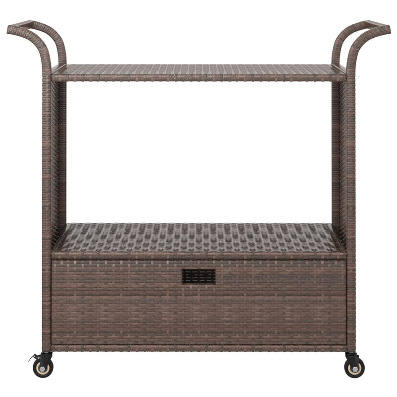 Barwagen mit Schublade Braun 100x45x97 cm Poly Rattan