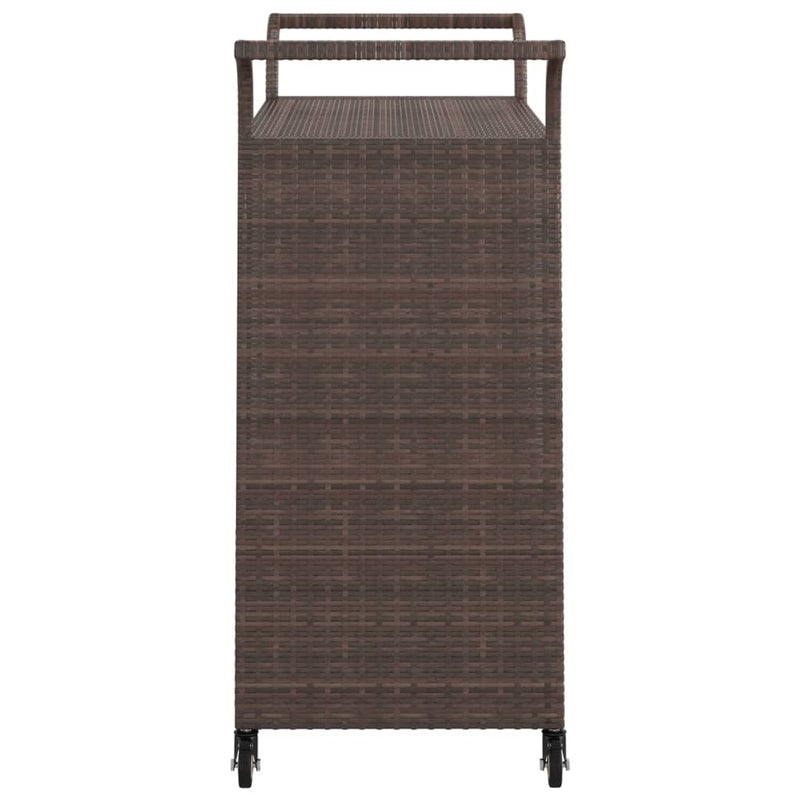 Barwagen mit Schublade Braun 100x45x97 cm Poly Rattan