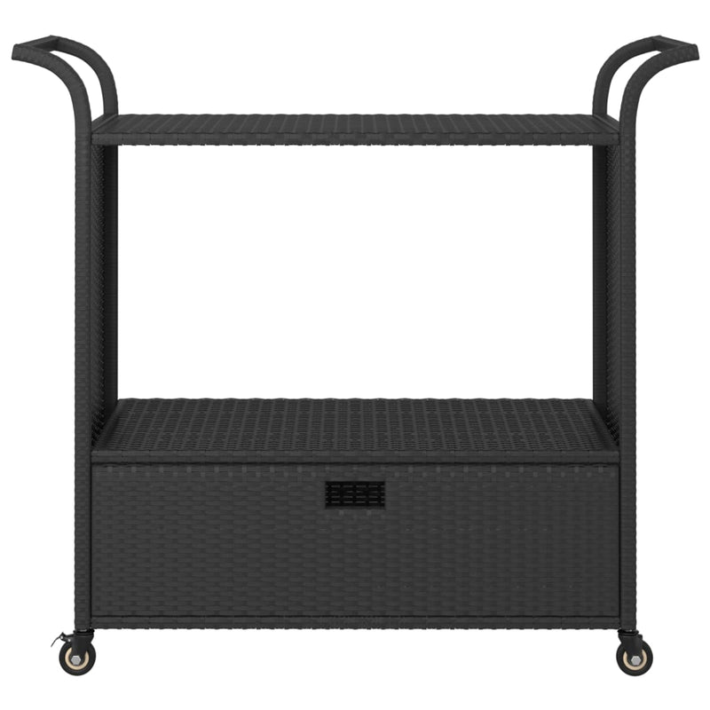 Barwagen mit Schublade Schwarz 100x45x97 cm Poly Rattan