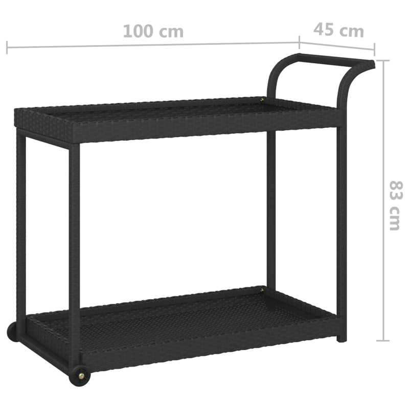 Barwagen Schwarz 100x45x83 cm Poly Rattan