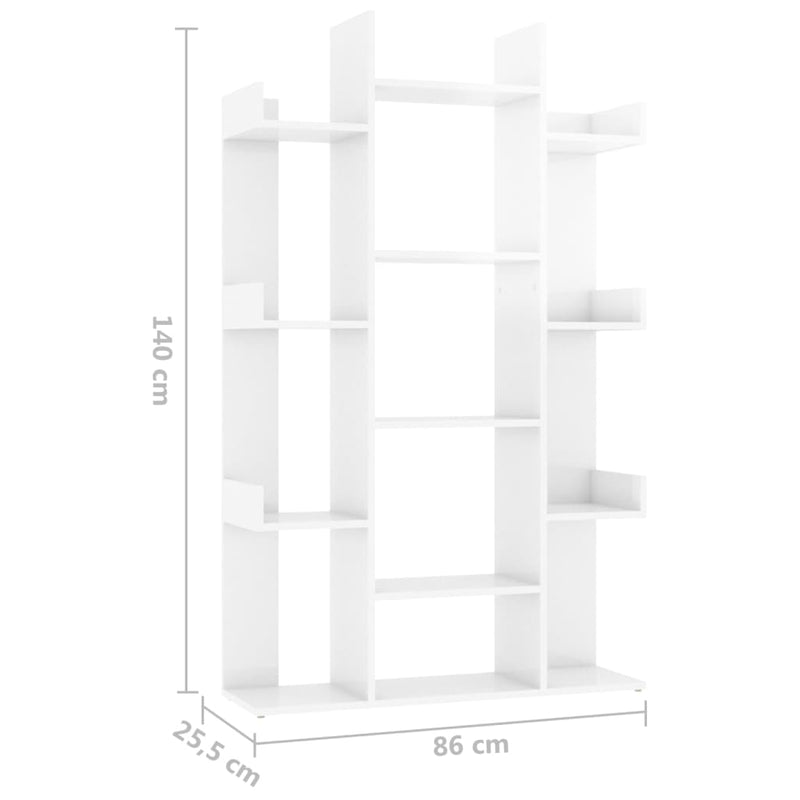 Bücherregal Hochglanz-Weiß 86x25,5x140 cm Holzwerkstoff