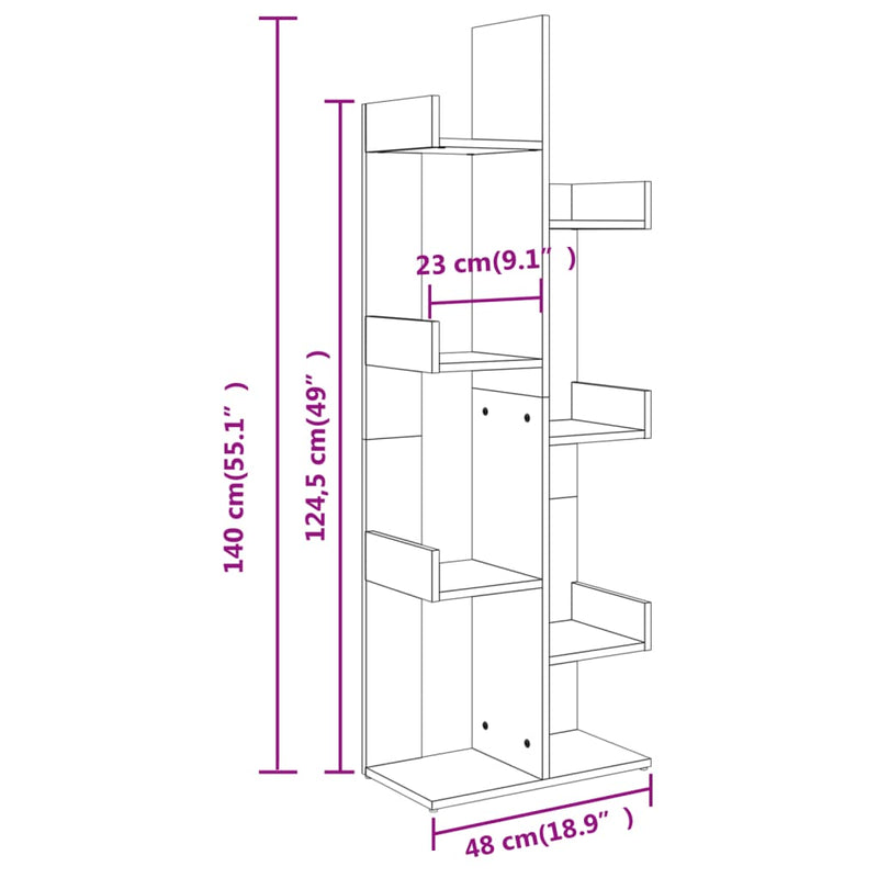 Bücherregal Sonoma-Eiche 48x25,5x140 cm Holzwerkstoff