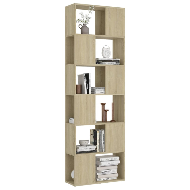 Bücherregal Raumteiler Sonoma-Eiche 60x24x186 cm Holzwerkstoff