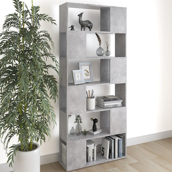 Bücherregal Raumteiler Betongrau 80x24x186 cm Holzwerkstoff