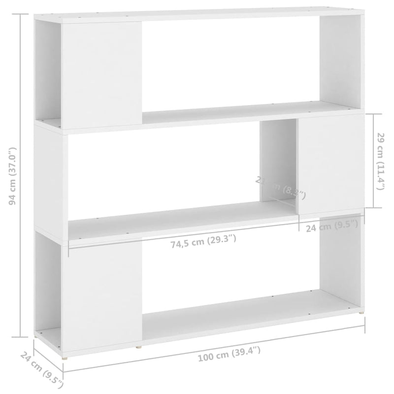 Bücherregal Raumteiler Weiß 100x24x94 cm