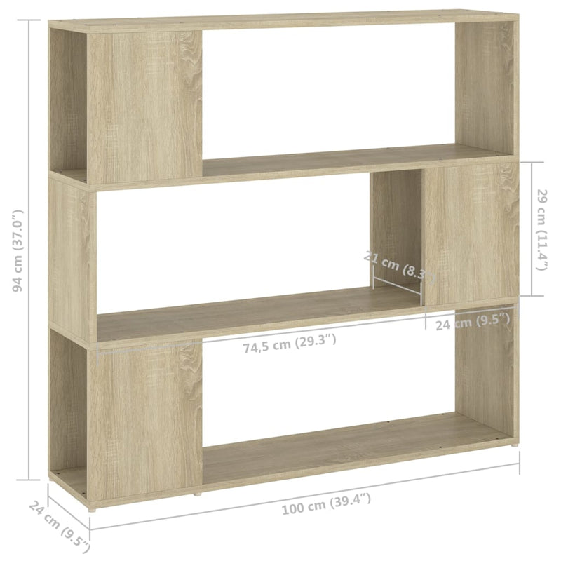 Bücherregal Raumteiler Sonoma-Eiche 100x24x94 cm