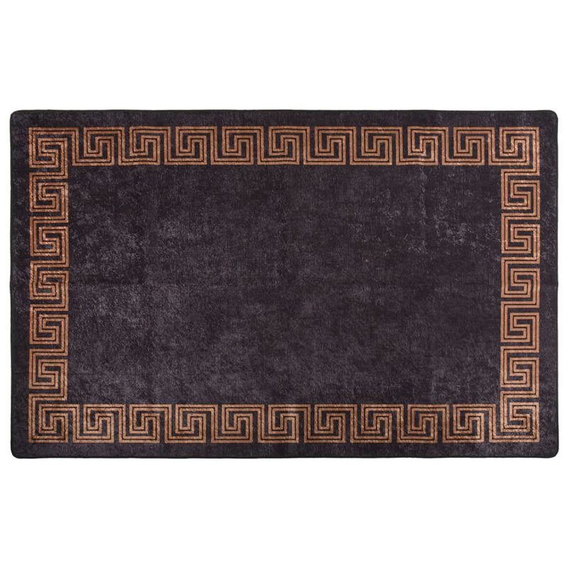 Teppich Waschbar 80x150 cm Schwarz und Golden Rutschfest