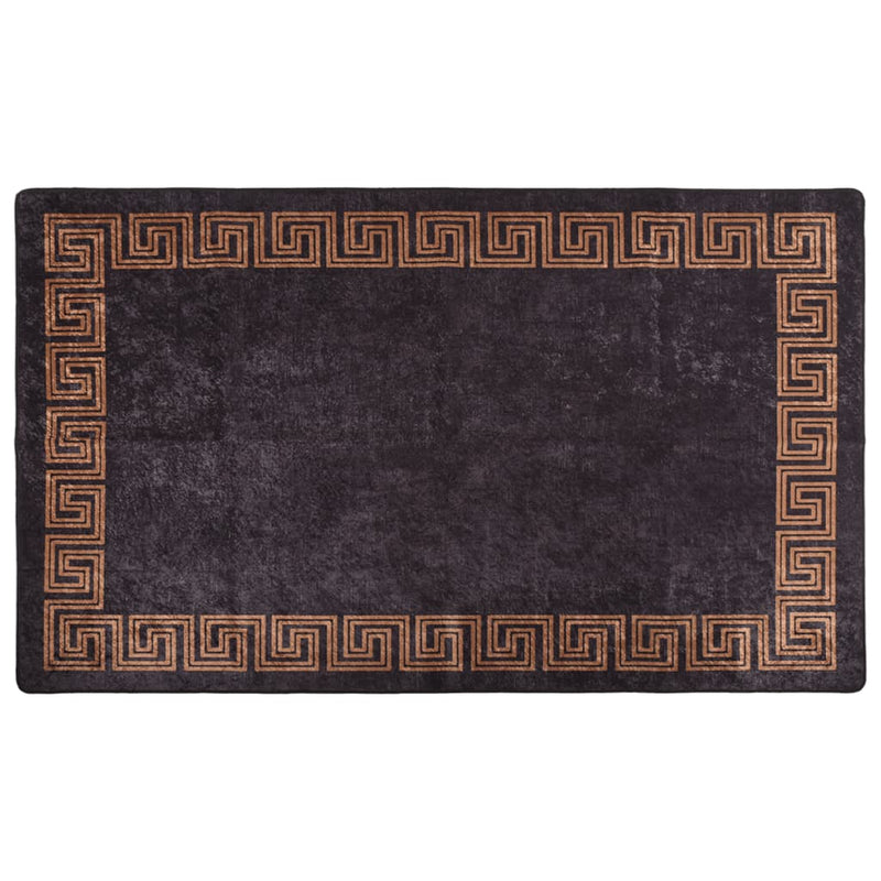 Teppich Waschbar 120x180 cm Schwarz und Golden Rutschfest