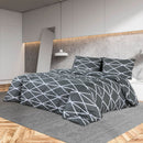 Bettwäsche-Set Grau 200X200 Cm Baumwolle Dunkelgrau Und Weiß