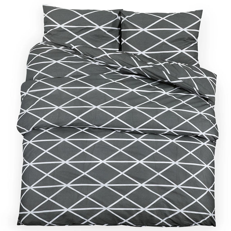 Bettwäsche-Set Grau 140X200 Cm Baumwolle Dunkelgrau Und Weiß