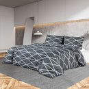 Bettwäsche-Set Grau 220X240 Cm Baumwolle Dunkelgrau Und Weiß