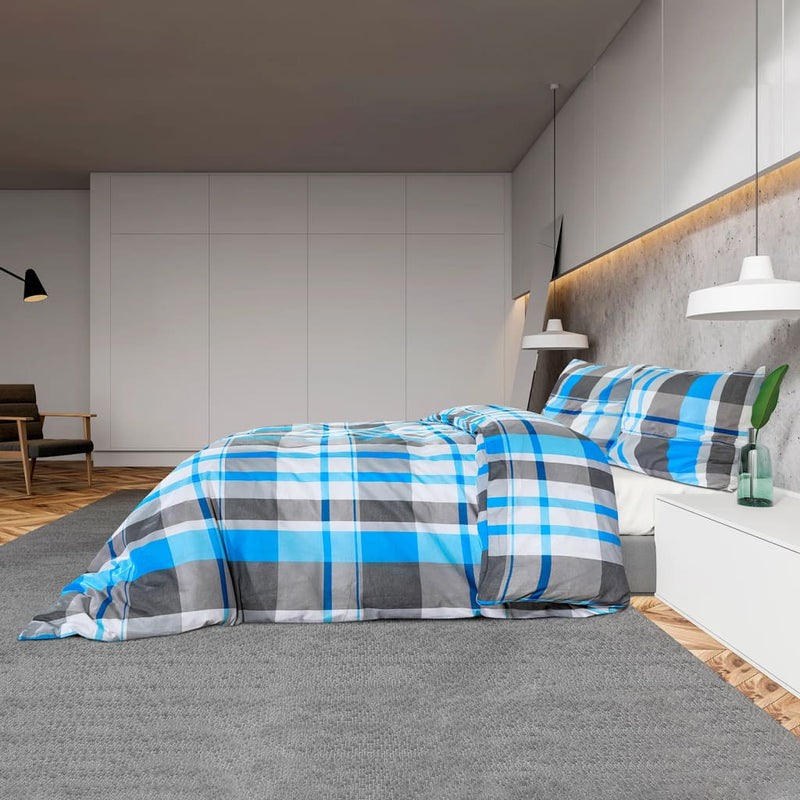 Bettwäsche-Set 240X220 Cm Baumwolle Blau Und Grau