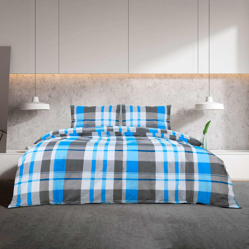 Bettwäsche-Set 135X200 Cm Baumwolle Blau Und Grau