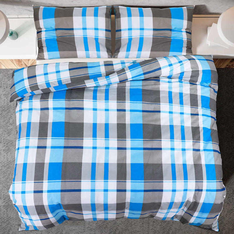 Bettwäsche-Set 135X200 Cm Baumwolle Blau Und Grau