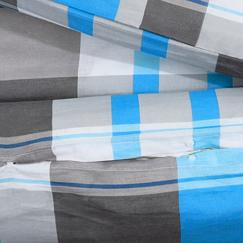 Bettwäsche-Set 135X200 Cm Baumwolle Blau Und Grau