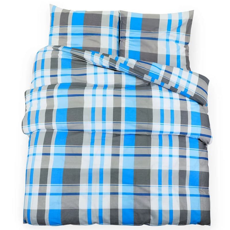 Bettwäsche-Set 155X220 Cm Baumwolle Blau Und Grau