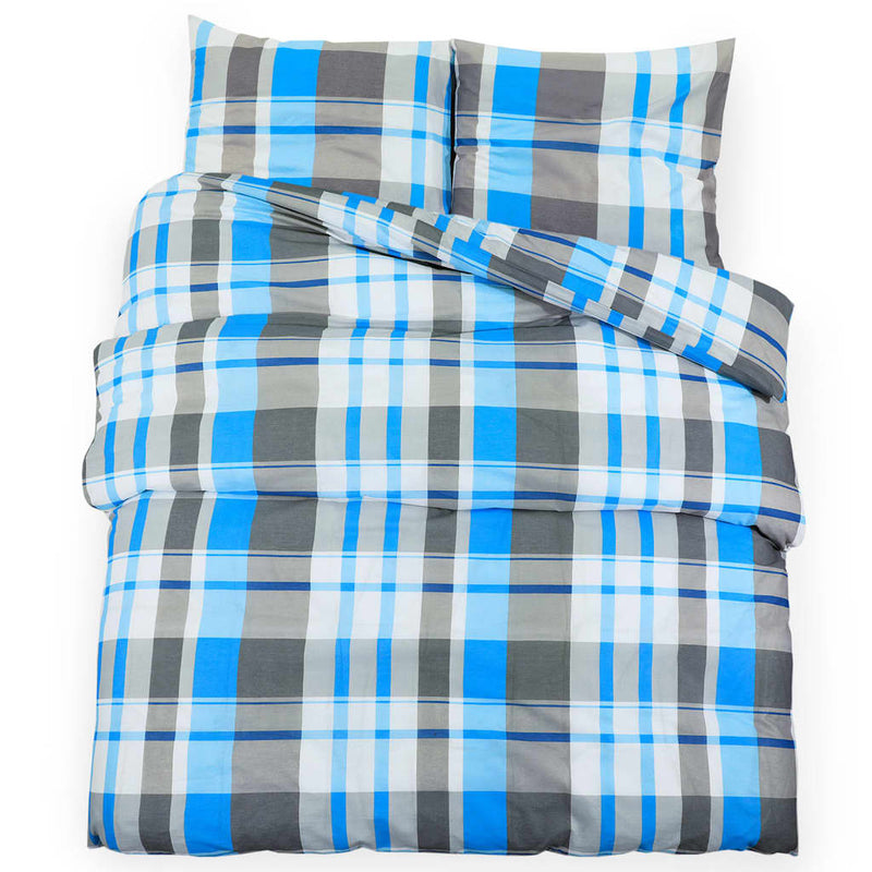 Bettwäsche-Set 260X220 Cm Baumwolle Blau Und Grau