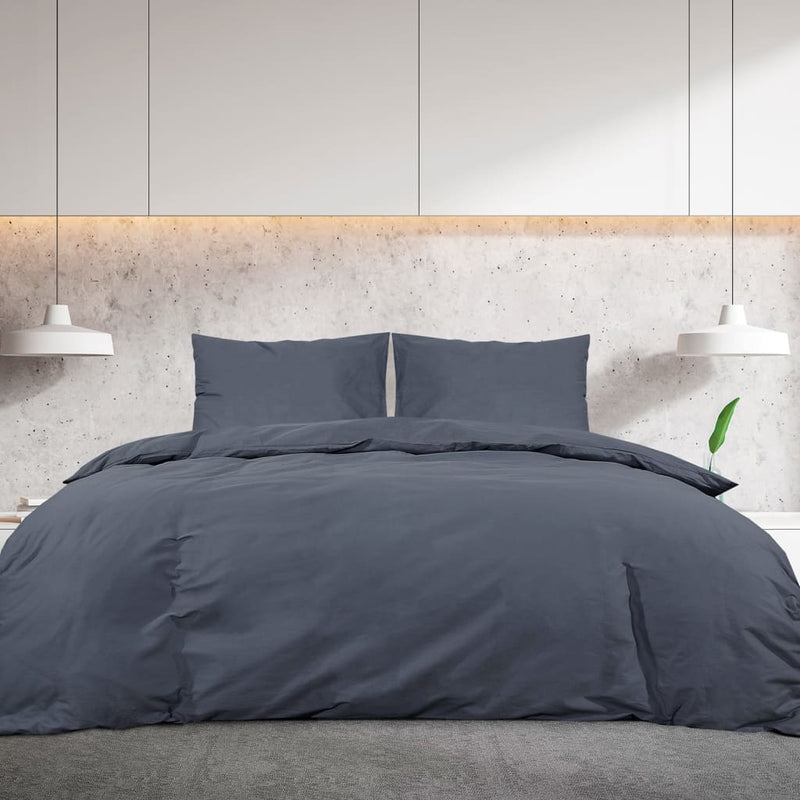 Bettwäsche-Set 155X220 Cm Baumwolle Anthrazit