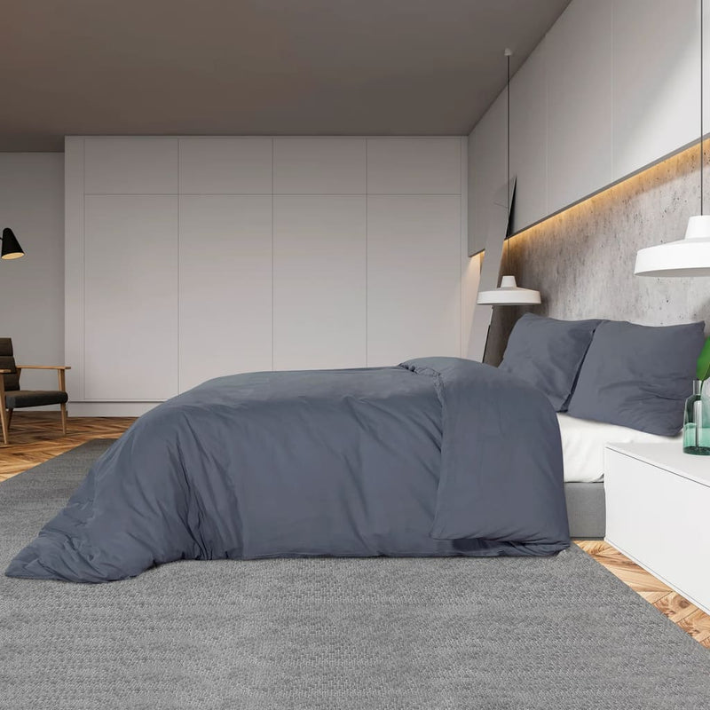 Bettwäsche-Set 155X220 Cm Baumwolle Anthrazit