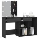 Led-Schminktisch Mit Schrank Schwarz Holzwerkstoff