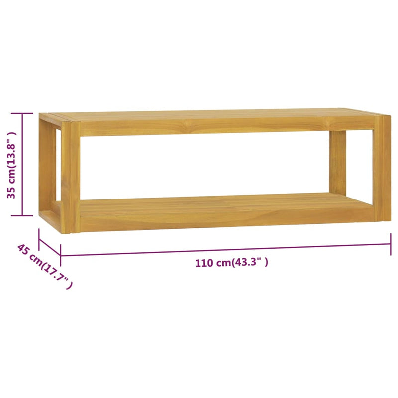 Wand-Badregal 110x45x35 cm Massivholz Teak