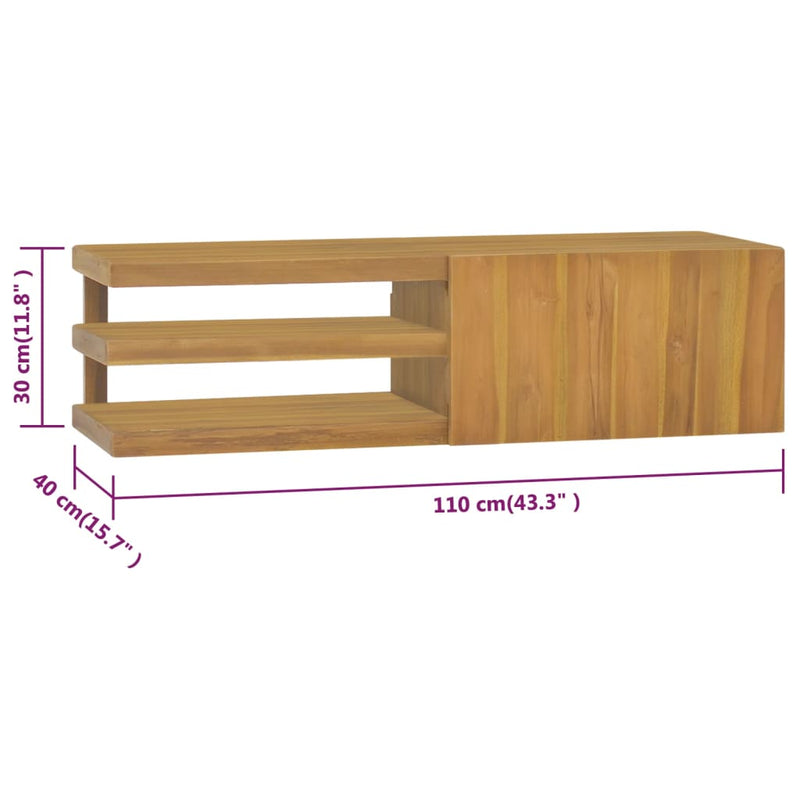 Wand-Badschrank 110x40x30 cm Massivholz Teak