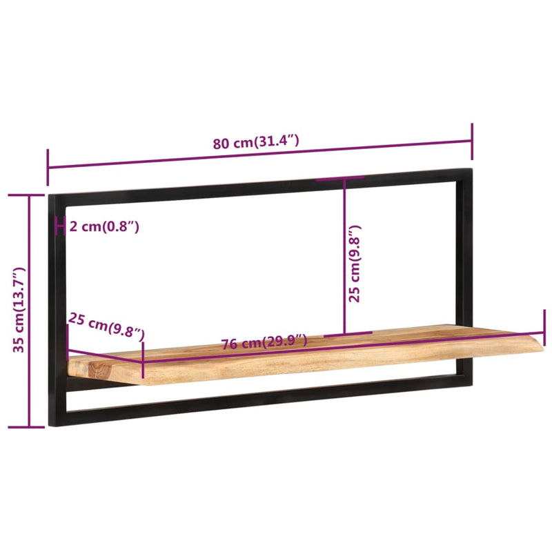 Wandregale 2 Stk. 80x25x35 cm Massivholz Akazie und Stahl